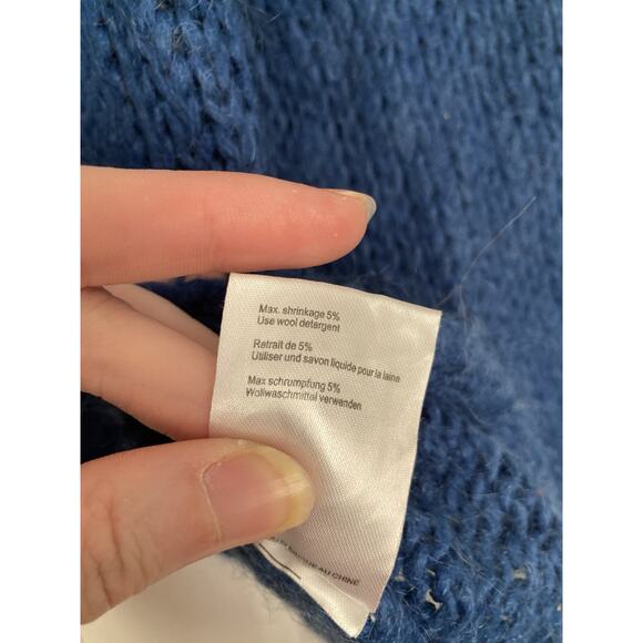 Ganni Mohair Blend Flare Sleeve Knit Sweater Classic Deep Blue Womens Medium - Picture 5 of 8